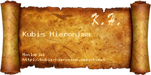 Kubis Hieronima névjegykártya